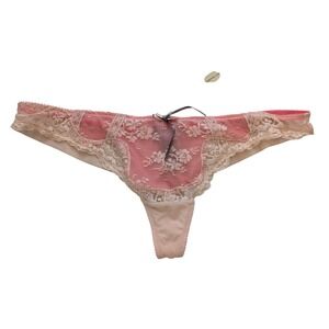 Elle‎ MacPherson Lace Thong Size Large Cameo Rose NWT